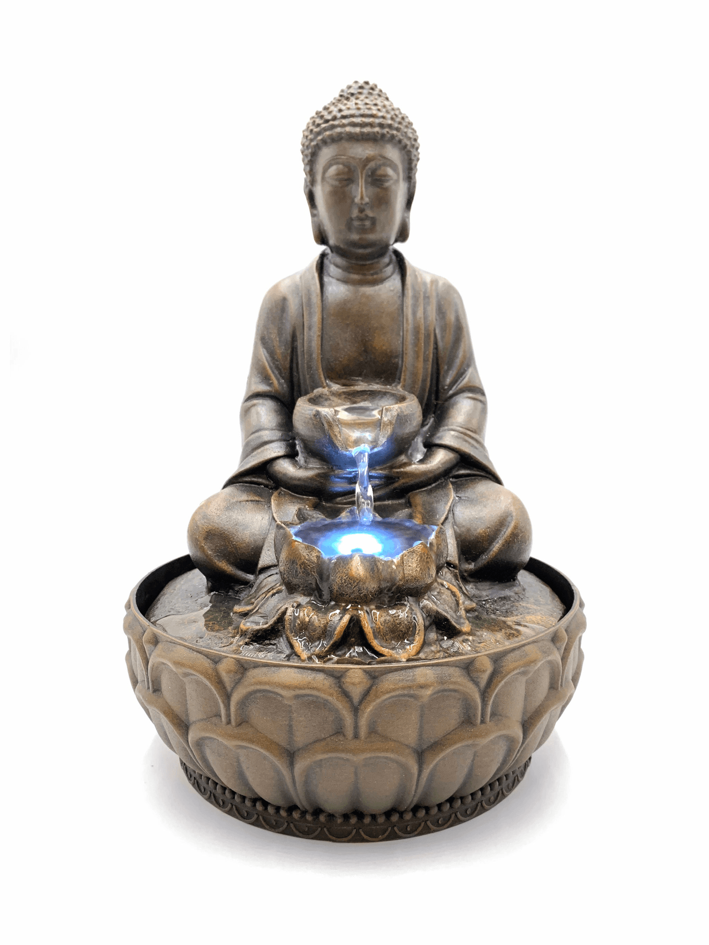 Mantra Meditation Fountain – Tabletop Zen Water Feature with LED Light