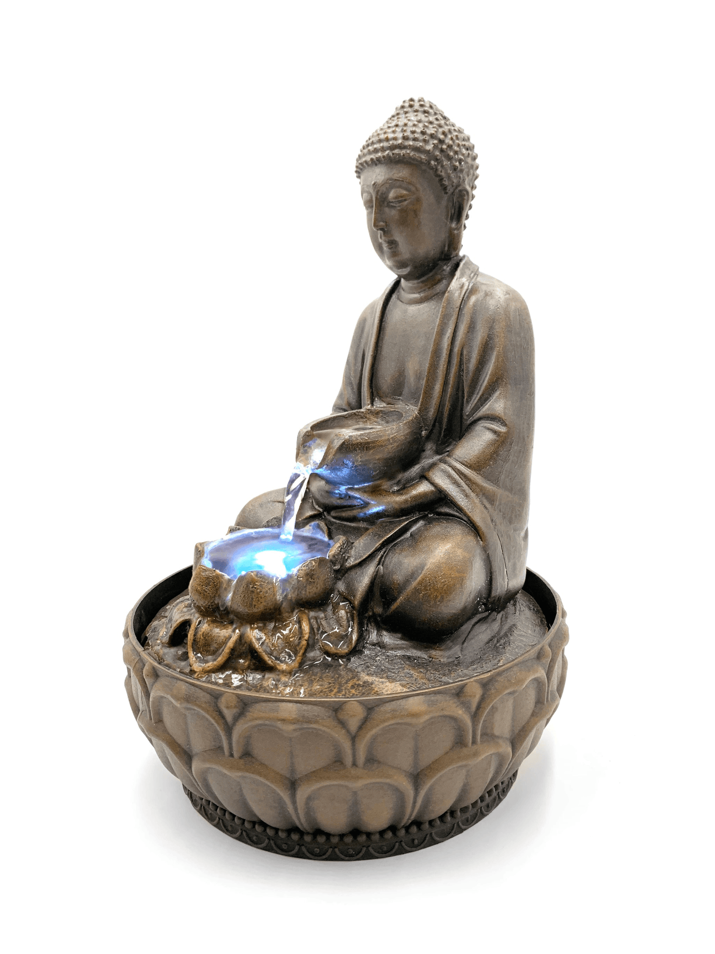 Mantra Meditation Fountain – Tabletop Zen Water Feature with LED Light