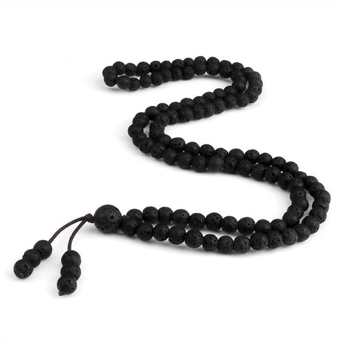 6mm Black Natural Lava Stone Bracelet Meditation Prayer Yoga 108 Mala
