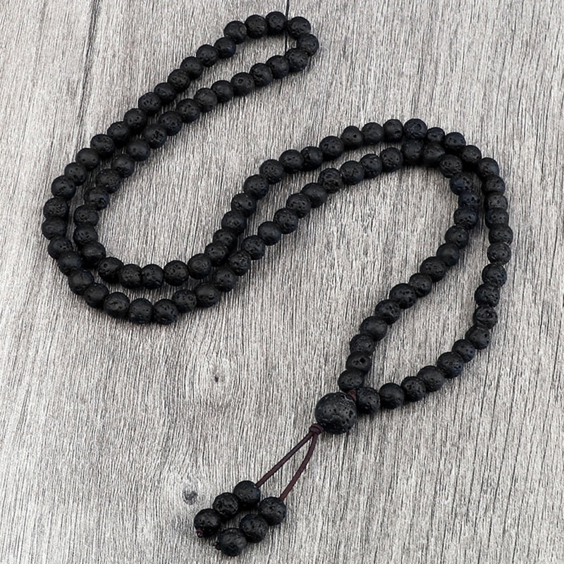 6mm Black Natural Lava Stone Bracelet Meditation Prayer Yoga 108 Mala