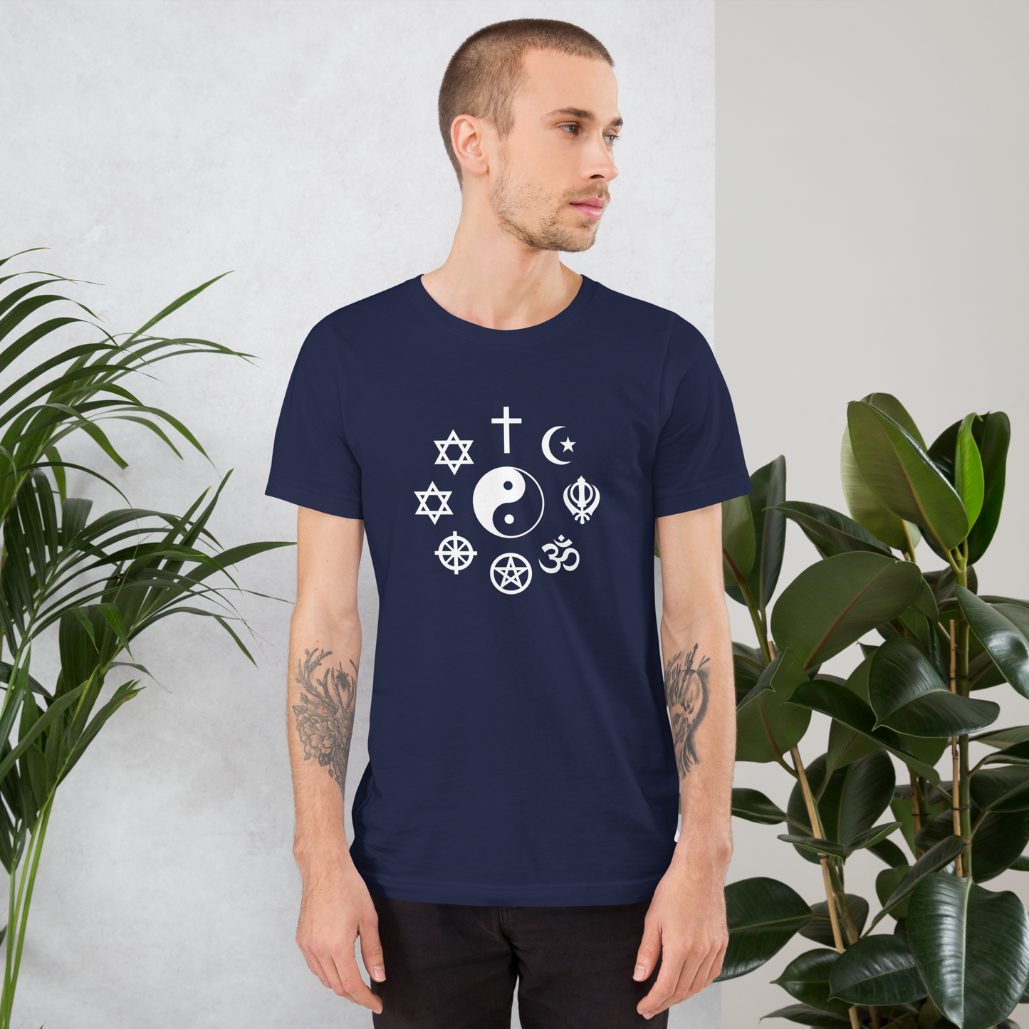 SoulOS Spiritual T-Shirt – “World Religion Symbols Circle”