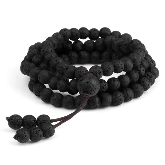 6mm Black Natural Lava Stone Bracelet Meditation Prayer Yoga 108 Mala