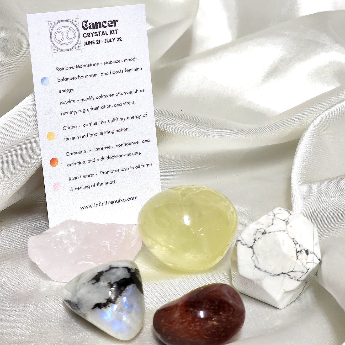 Cancer Zodiac Crystal Kit – SoulOS Healing Set