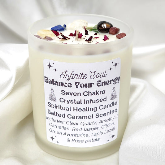 SoulOS Seven Chakra Crystal Candle – Energy Alignment + Aromatherapy